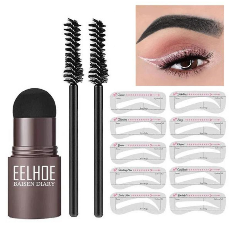 KIT DE SOMBRA DE CEJAS 6D (1 SELLO PARA CEJAS + 10 PLANTILLAS + 2 PINCEL)