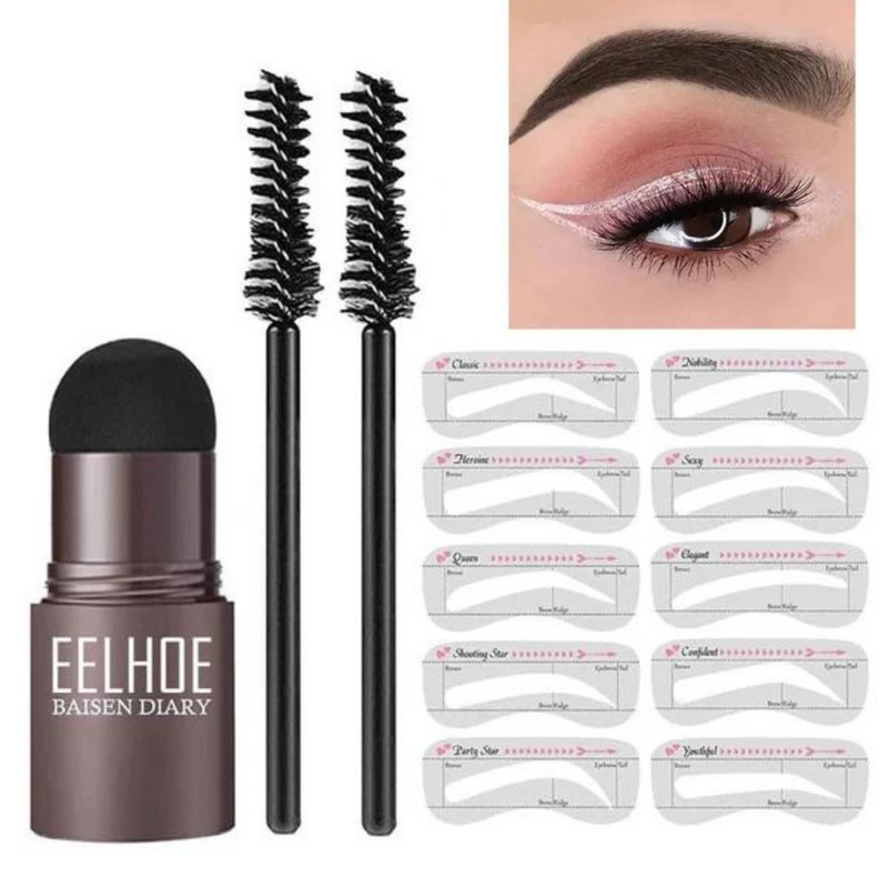 KIT DE SOMBRA DE CEJAS 6D (1 SELLO PARA CEJAS + 10 PLANTILLAS + 2 PINCEL)