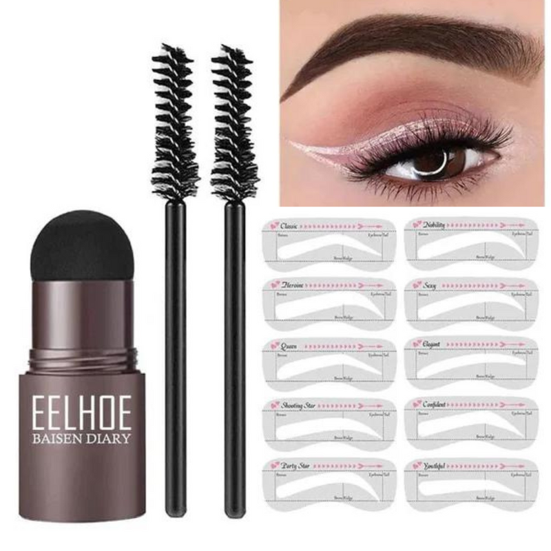 KIT DE SOMBRA DE CEJAS 6D (1 SELLO PARA CEJAS + 10 PLANTILLAS + 2 PINCEL)