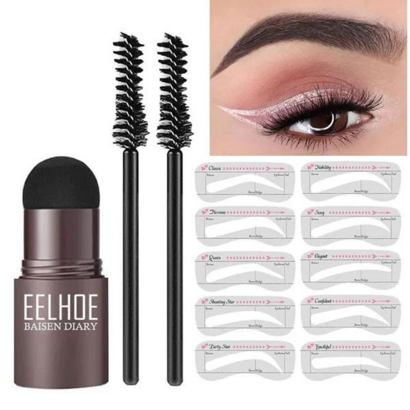 KIT DE SOMBRA DE CEJAS 6D (1 SELLO PARA CEJAS + 10 PLANTILLAS + 2 PINCEL)